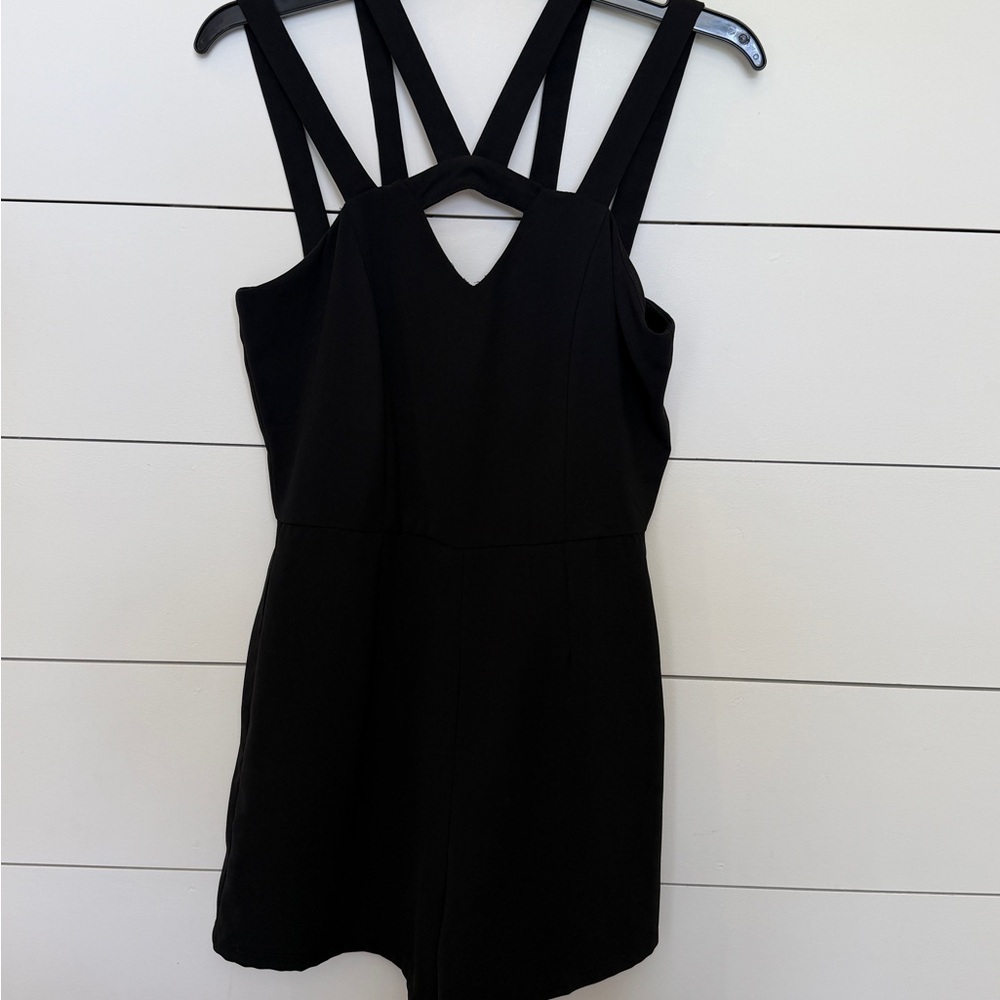 She + Sky Black Strappy Kids One-Piece Romper
